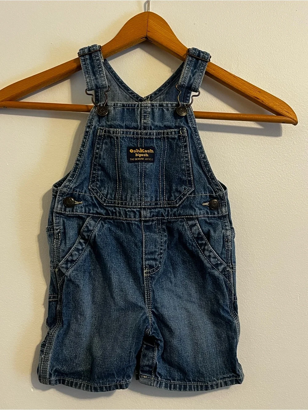 Vintage 90s OshKosh B’gosh Vestbak Blue Denim Jean Shortalls Overalls 18mo
